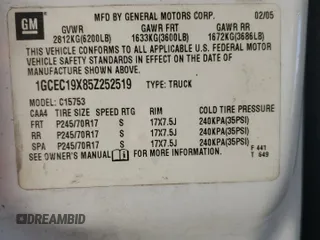 2005 Chevrolet Silverado 1500 Work Truck with VIN 1GCEC19X85Z252519, listed as a Copart auction lot 52890015 with 303,435 mi miles and Salvage Title. Bid and sale history available at DreamBid. Image 12.