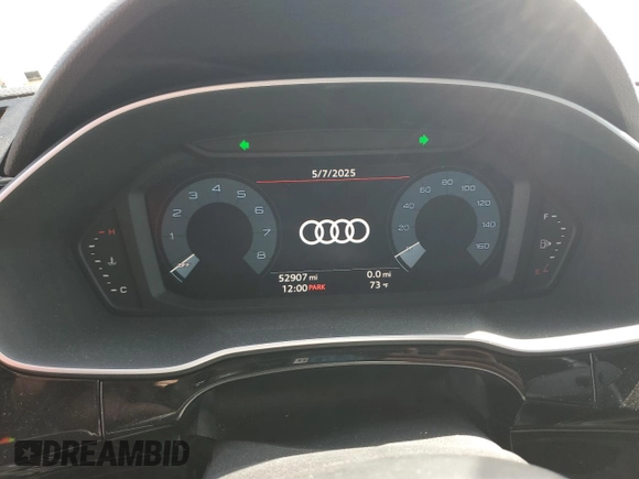 2020 Audi Q3 Premium with VIN WA1AECF32L1043479, listed as a Copart auction lot 57172925 with 52,907 mi miles and Salvage title. Bid and sale history available at DreamBid. Image 9.