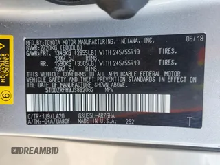 2018 Toyota Highlander Limited with VIN 5TDDZRFH9JS892062, listed as a Copart auction lot 60504915 with 108,059 mi miles and Salvage title. Bid and sale history available at DreamBid. Image 12.