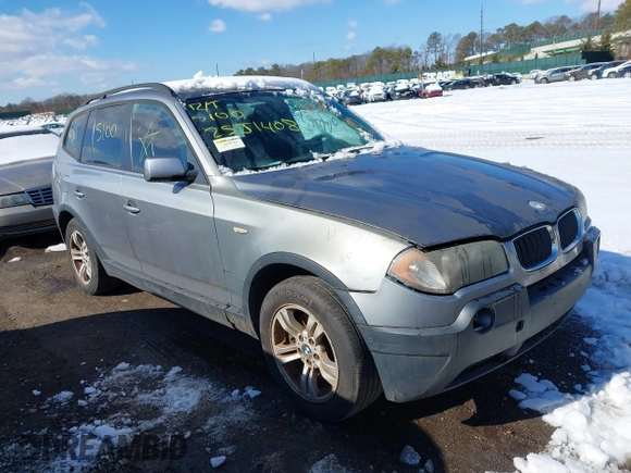 2004 BMW X3 2.5i with VIN WBXPA73454WA77734, listed as a IAAI auction lot 41550395 with 999,999 mi miles. Bid and sale history available at carsss.com. Image 1.