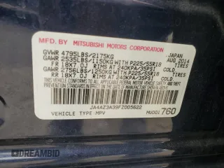 2015 Mitsubishi Outlander SE with VIN JA4AZ3A39FZ005622, listed as a Copart auction lot 55996605 with 121,285 mi miles and Salvage title. Bid and sale history available at DreamBid. Image 13.