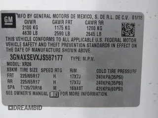 2018 Chevrolet Equinox LT z VIN 3GNAXSEVXJS587177, wystawiony jako IAAI lot #42322966 z przebiegiem 73 893 mil mil oraz . Historia ofert i sprzedaży dostępna na DreamBid. Obrazek 9.