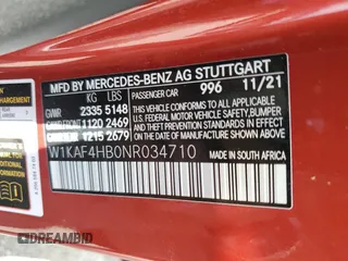 2022 Mercedes-Benz C 300 with VIN W1KAF4HB0NR034710, listed as a Copart auction lot 68326544 with Not Provided miles and Salvage Title. Bid and sale history available at DreamBid. Image 12.