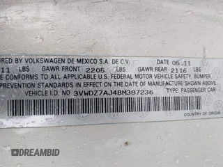 2011 Volkswagen Jetta SE with VIN 3VWDZ7AJ4BM387236, listed as a IAAI auction lot 41875995 with 202,028 mi miles and . Bid and sale history available at DreamBid. Image 9.
