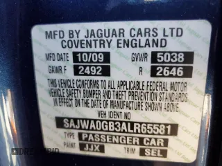 2010 Jaguar XF Premium Luxury with VIN SAJWA0GB3ALR65581, listed as a Copart auction lot 51672425 with 101,591 mi miles and Salvage Title. Bid and sale history available at carsss.com. Image 14.