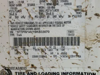 2009 Ford F-150 XL z VIN 1FTPW14V19KB33070, wystawiony jako Copart lot #55521345 z przebiegiem Nie podano mil oraz Szkoda całkowita • Salvage title. Historia ofert i sprzedaży dostępna na DreamBid. Obrazek 12.