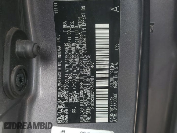 2012 Toyota Sienna SE z VIN 5TDXK3DC2CS199701, wystawiony jako Copart lot #50316225 z przebiegiem 212 383 mil mil oraz Szkoda całkowita • Salvage title. Historia ofert i sprzedaży dostępna na DreamBid. Obrazek 13.