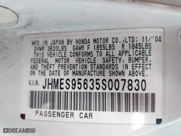 2005 Honda Civic Hybrid with VIN JHMES95635S007830, listed as a IAAI auction lot 41647785 with 384,129 mi miles. Bid and sale history available at carsss.com. Image 9.