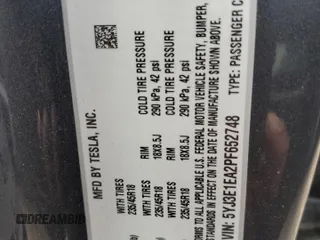 2023 Tesla Model 3 z VIN 5YJ3E1EA2PF652748, wystawiony jako Copart lot #57990705 z przebiegiem 37 922 mil mil oraz Szkoda całkowita • Salvage title. Historia ofert i sprzedaży dostępna na DreamBid. Obrazek 12.