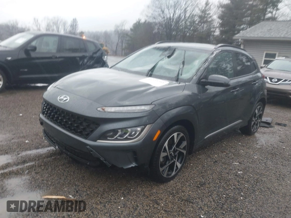 2022 Hyundai Kona Limited with VIN KM8K53A3XNU876882, listed as a IAAI auction lot 41223202 with 40,008 mi miles. Bid and sale history available at carsss.com. Image 2.
