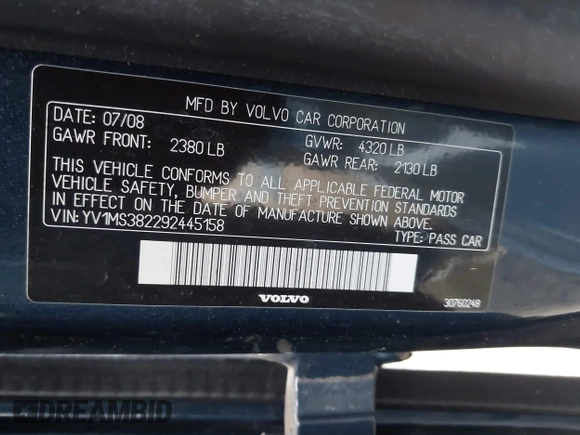 2009 Volvo S40 2.4L с VIN YV1MS382292445158, выставлен на аукционе IAAI как лот 42032933 с пробегом 129 025 миль миль и . История ставок и продаж доступна на DreamBid. Изображение 9.