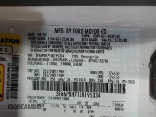 2020 Ford Fusion SE with VIN 3FA6P0H71LR195334, listed as a Copart auction lot 42051025 with 47,162 mi miles and Non Repairable. Bid and sale history available at carsss.com. Image 12.