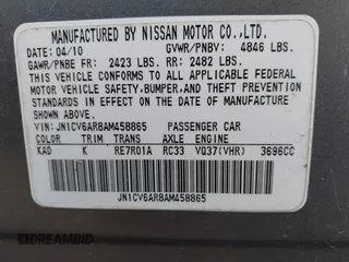 2010 Infiniti G37 x with VIN JN1CV6AR8AM458865, listed as a IAAI auction lot 42124413 with Not Provided miles and . Bid and sale history available at DreamBid. Image 9.