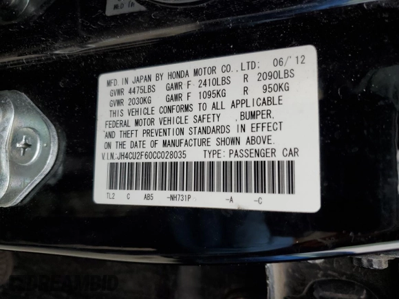 2012 Acura TSX Tech Pkg with VIN JH4CU2F60CC028035, listed as a Copart auction lot 46460665 with 151,163 mi miles and Salvage Title. Bid and sale history available at carsss.com. Image 13.
