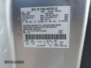 2014 Ford F-150 XL with VIN 1FTFX1ET8EFD10609, listed as a IAAI auction lot 40734295 with 1 mi miles. Bid and sale history available at carsss.com. Image 9.