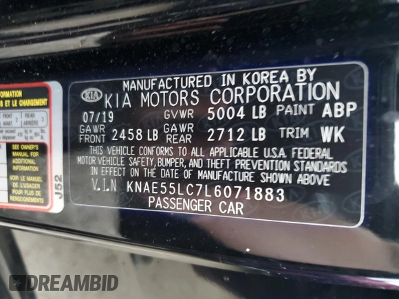 2020 Kia Stinger GT2 with VIN KNAE55LC7L6071883, listed as a Copart auction lot 74814574 with 23,714 mi miles and Non Repairable. Bid and sale history available at carsss.com. Image 13.
