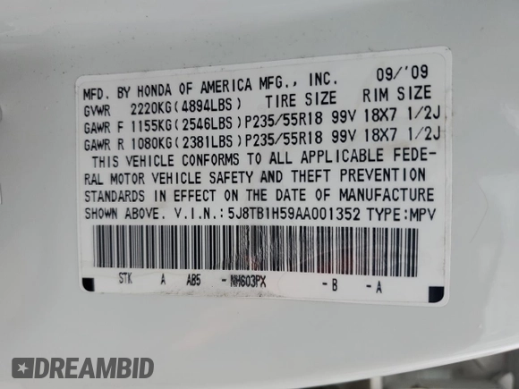 2010 Acura RDX Technology with VIN 5J8TB1H59AA001352, listed as a Copart auction lot 42451895 with 194,717 mi miles and Non Repairable. Bid and sale history available at carsss.com. Image 13.