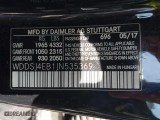 2018 Mercedes-Benz CLA with VIN WDDSJ4EB1JN535369, listed as a IAAI auction lot 42047128 with 122,388 mi miles. Bid and sale history available at carsss.com. Image 9.