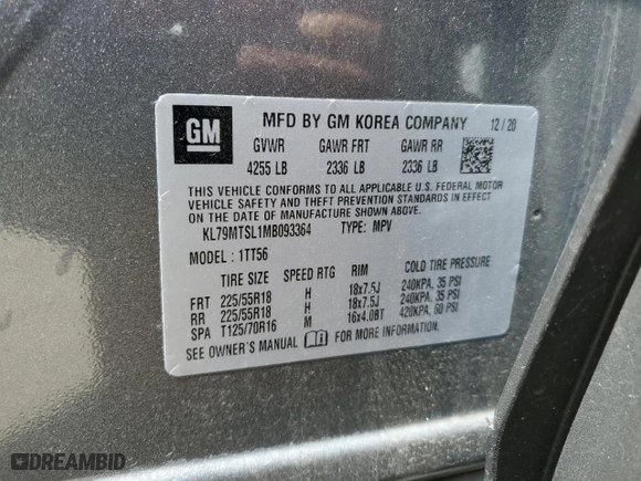2021 Chevrolet TrailBlazer RS with VIN KL79MTSL1MB093364, listed as a Copart auction lot 49004075 with 69,734 mi miles and Salvage Title. Bid and sale history available at carsss.com. Image 14.