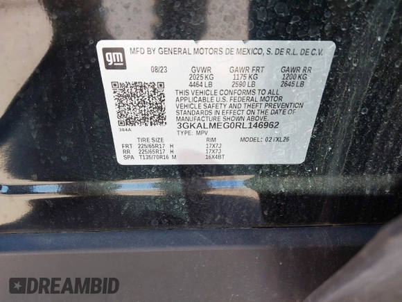 2024 GMC Terrain SLE with VIN 3GKALMEG0RL146962, listed as a IAAI auction lot 41815842 with 28,447 mi miles. Bid and sale history available at carsss.com. Image 9.