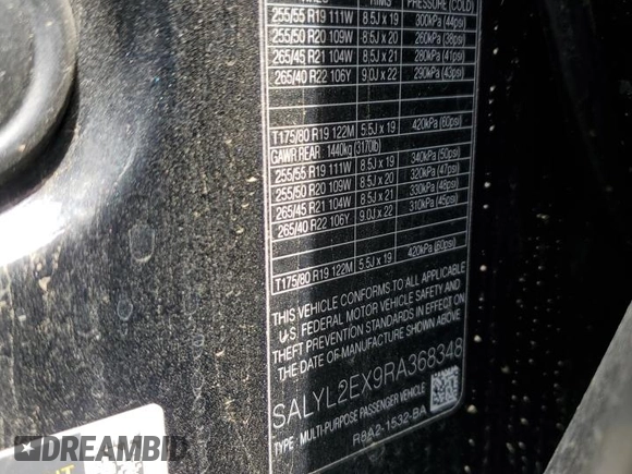 2024 Land Rover Range Rover Velar Dynamic SE with VIN SALYL2EX9RA368348, listed as a Copart auction lot 54782205 with 24,304 mi miles and Salvage title. Bid and sale history available at DreamBid. Image 13.