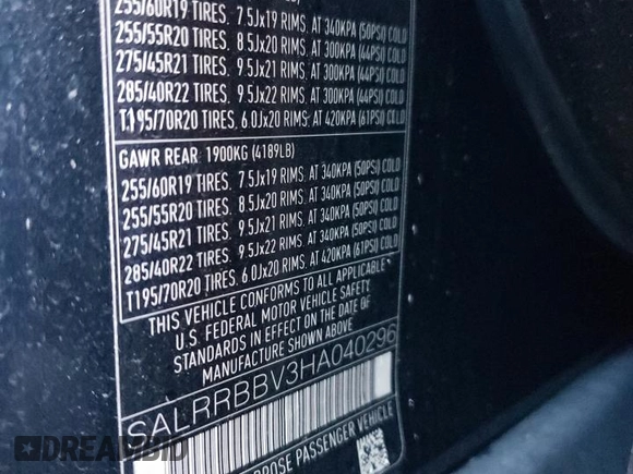 2017 Land Rover Discovery HSE with VIN SALRRBBV3HA040296, listed as a Copart auction lot 71894064 with 60,603 mi miles and Salvage Title. Bid and sale history available at carsss.com. Image 14.