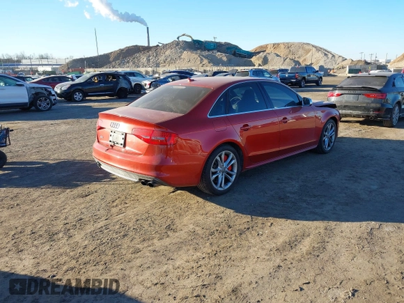 2014 Audi S4 Premium Plus with VIN WAUDGAFL3EA078839, listed as a IAAI auction lot 41428351 with 55,582 mi miles. Bid and sale history available at carsss.com. Image 4.