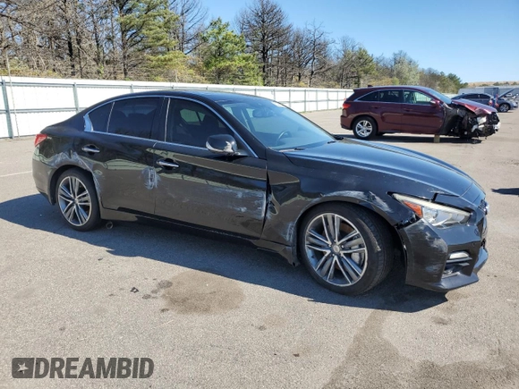 2014 Infiniti Q50 Sport with VIN JN1BV7AR3EM695576, listed as a Copart auction lot 56247165 with 151,825 mi miles and Salvage title. Bid and sale history available at DreamBid. Image 4.