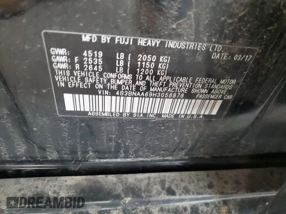 2017 Subaru Legacy z VIN 4S3BNAA69H3058878, wystawiony jako Copart lot #51809925 z przebiegiem 101 269 mil mil oraz Szkoda całkowita • Salvage title. Historia ofert i sprzedaży dostępna na DreamBid. Obrazek 13.