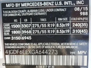 2016 Mercedes-Benz GL with VIN 4JGDF6EEXGA644273, listed as a Copart auction lot 64416714 with 120,125 mi miles and Salvage Title. Bid and sale history available at carsss.com. Image 14.