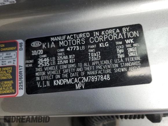2021 Kia Sportage LX with VIN KNDPMCAC2M7897848, listed as a Copart auction lot 44175375 with 32,922 mi miles and Salvage Title. Bid and sale history available at carsss.com. Image 13.