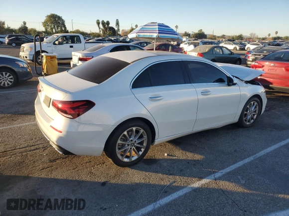 2020 Mercedes-Benz A 220 with VIN WDD3G4EB3LW039599, listed as a Copart auction lot 85500624 with 36,760 mi miles and Salvage Title. Bid and sale history available at DreamBid. Image 3.