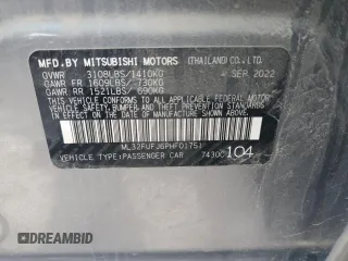 2023 Mitsubishi Mirage ES with VIN ML32FUFJ6PHF01751, listed as a Copart auction lot 53667854 with 32,685 mi miles and Salvage title. Bid and sale history available at DreamBid. Image 13.