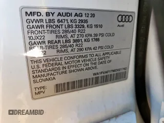 2021 Audi Q8 Prestige with VIN WA1FVAF17MD021762, listed as a Copart auction lot 61082515 with 69,968 mi miles and Salvage title. Bid and sale history available at DreamBid. Image 13.