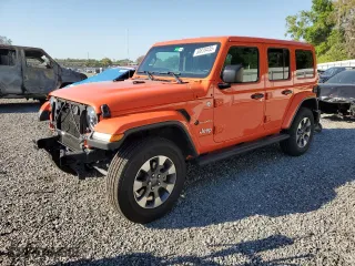 2023 Jeep Wrangler Sahara with VIN 1C4HJXEN4PW620113, listed as a Copart auction lot 50839455 with 34,777 mi miles and Salvage Title. Bid and sale history available at carsss.com. Image 1.