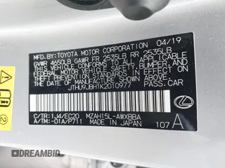 2019 Lexus UX 250h with VIN JTHU9JBH1K2010977, listed as a IAAI auction lot 42403115 with 85,906 mi miles and . Bid and sale history available at DreamBid. Image 9.