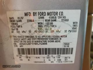 2008 Mercury Mariner Premier with VIN 4M2CU87178KJ12495, listed as a Copart auction lot 74225544 with 133,771 mi miles and Salvage Title. Bid and sale history available at carsss.com. Image 14.