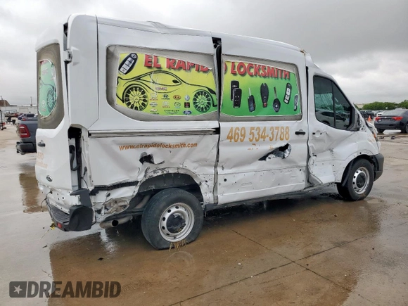 2023 Ford Transit with VIN 1FTYE1CGXPKA13081, listed as a Copart auction lot 55583935 with 126,698 mi miles and Salvage title. Bid and sale history available at DreamBid. Image 3.