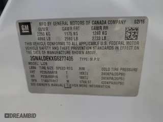 2016 Chevrolet Equinox LTZ with VIN 2GNALDEKXG6277406, listed as a IAAI auction lot 41710843 with 97,217 mi miles. Bid and sale history available at carsss.com. Image 9.