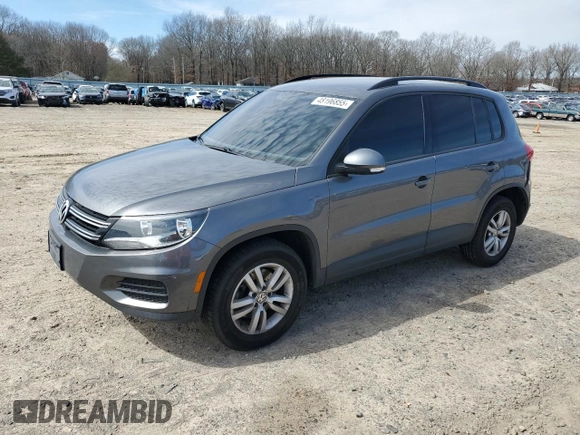 2016 Volkswagen Tiguan S with VIN WVGBV7AX6GW514811, listed as a Copart auction lot 48196855 with 84,870 mi miles and Salvage Title. Bid and sale history available at DreamBid. Image 1.