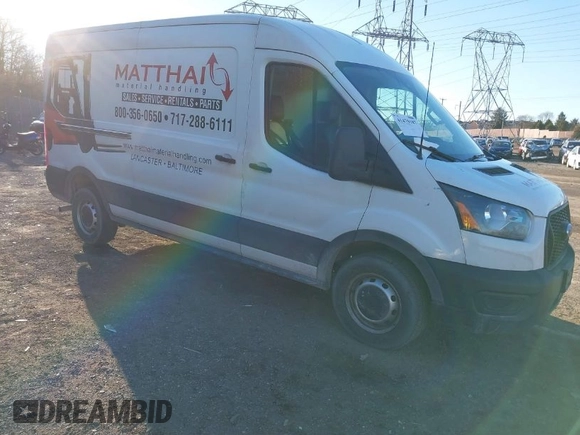 2021 Ford Transit Cargo with VIN 1FTBR1C82MKA66713, listed as a IAAI auction lot 41479187 with 50,415 mi miles and . Bid and sale history available at DreamBid. Image 1.