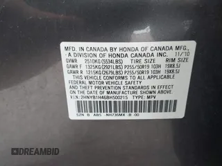 2011 Acura ZDX Tech Pkg with VIN 2HNYB1H46BH500215, listed as a IAAI auction lot 41902209 with 276,128 mi miles. Bid and sale history available at carsss.com. Image 9.