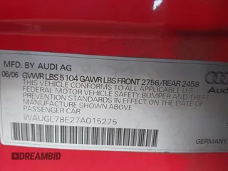 2007 Audi S4 z VIN WAUGL78E27A015275, wystawiony jako IAAI lot #42063187 z przebiegiem 102 678 mil mil oraz . Historia ofert i sprzedaży dostępna na DreamBid. Obrazek 9.