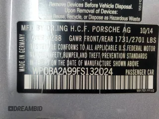 2015 Porsche 911 4 with VIN WP0BA2A99FS132024, listed as a Copart auction lot 51797615 with 60,338 mi miles and Salvage Title. Bid and sale history available at carsss.com. Image 13.