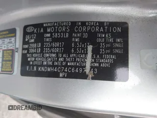 2012 Kia Sedona EX with VIN KNDMH4C74C6497243, listed as a IAAI auction lot 41368080 with 218,806 mi miles. Bid and sale history available at carsss.com. Image 9.