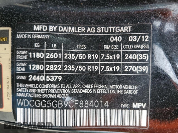 2012 Mercedes-Benz GLK GLK 350 with VIN WDCGG5GB9CF884014, listed as a Copart auction lot 54759855 with 150,117 mi miles and Clean Title. Bid and sale history available at carsss.com. Image 13.