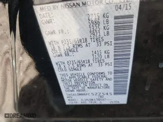 2015 Infiniti QX60 with VIN 5N1AL0MN6FC527545, listed as a IAAI auction lot 41537800 with 121,920 mi miles. Bid and sale history available at carsss.com. Image 9.
