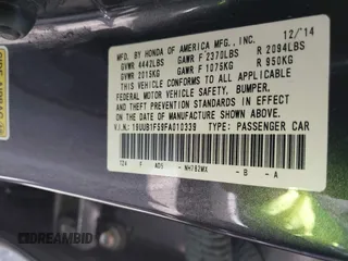 2015 Acura TLX Technology with VIN 19UUB1F59FA010339, listed as a IAAI auction lot 42467644 with 210,767 mi miles and . Bid and sale history available at DreamBid. Image 9.