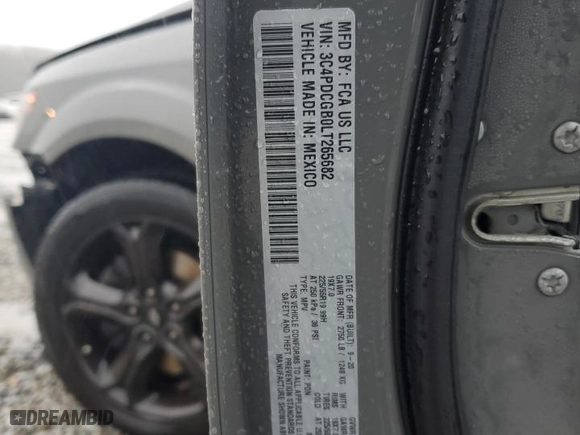 2020 Dodge Journey Crossroad with VIN 3C4PDCGB0LT265682, listed as a Copart auction lot 45090675 with 120,505 mi miles and Salvage Title. Bid and sale history available at carsss.com. Image 13.