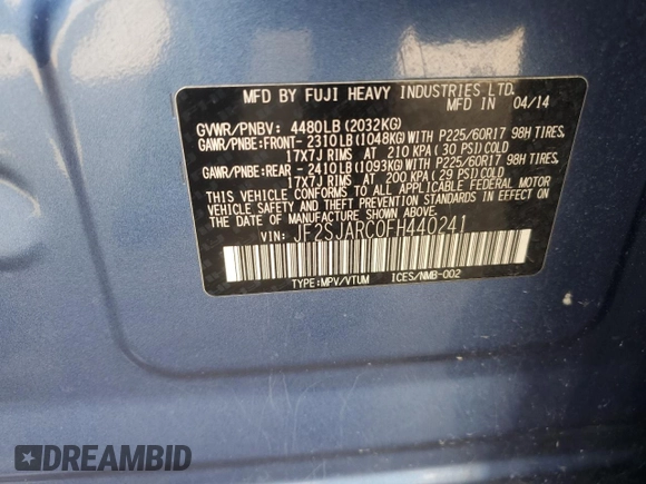 2015 Subaru Forester 2.5i Limited with VIN JF2SJARC0FH440241, listed as a Copart auction lot 50520985 with 88,125 mi miles and Salvage Title. Bid and sale history available at carsss.com. Image 13.